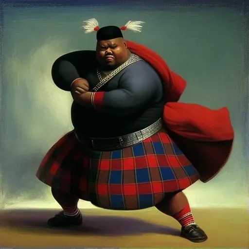 Image of an African Masai warrior clad in a traditional Scottish kilt in the heart of the Highlands - Image 1