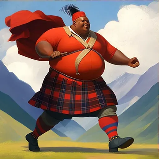 Image of an African Masai warrior clad in a traditional Scottish kilt in the heart of the Highlands - Image 3