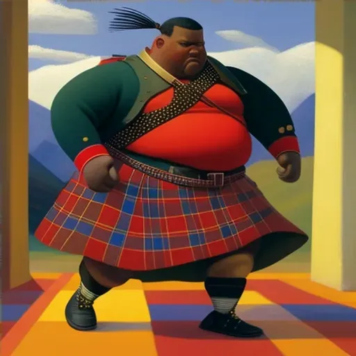 Image of an African Masai warrior clad in a traditional Scottish kilt in the heart of the Highlands - Image 4