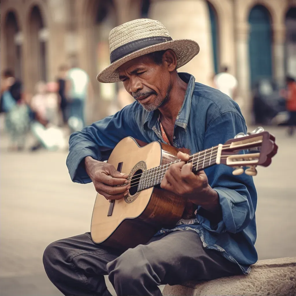 Street guitarist performing with passion in a city square - Image 2