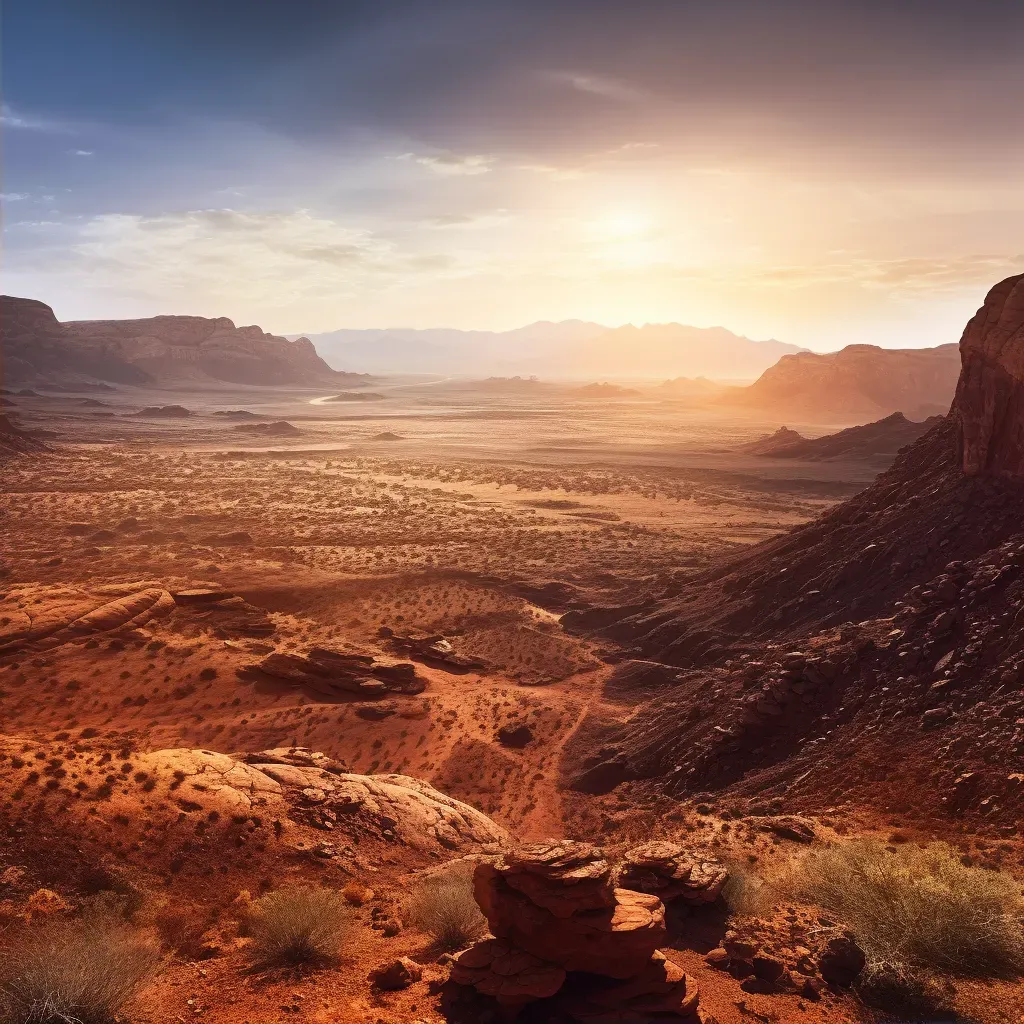 Panoramic view of desert valley at sunrise - Image 2