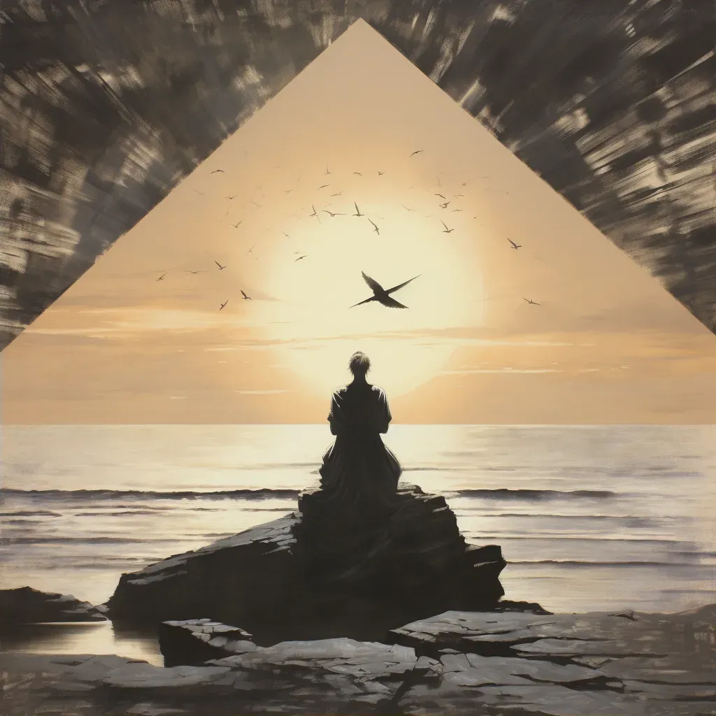 Image of a person practicing yoga on a quiet beach at sunrise - Image 2