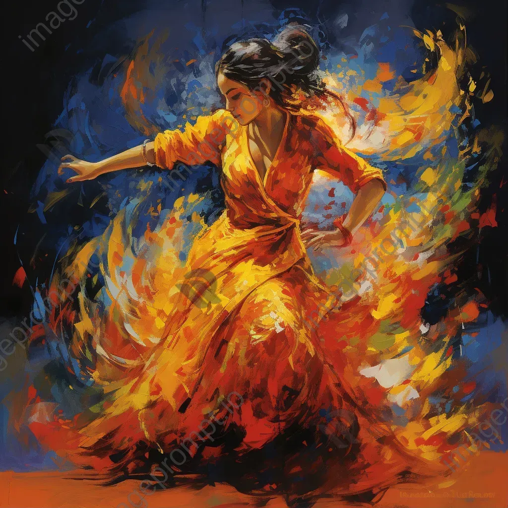 Post-impressionistic depiction of Rani Padmini performing her last dance - Image 1