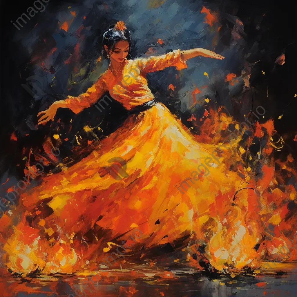 Post-impressionistic depiction of Rani Padmini performing her last dance - Image 2