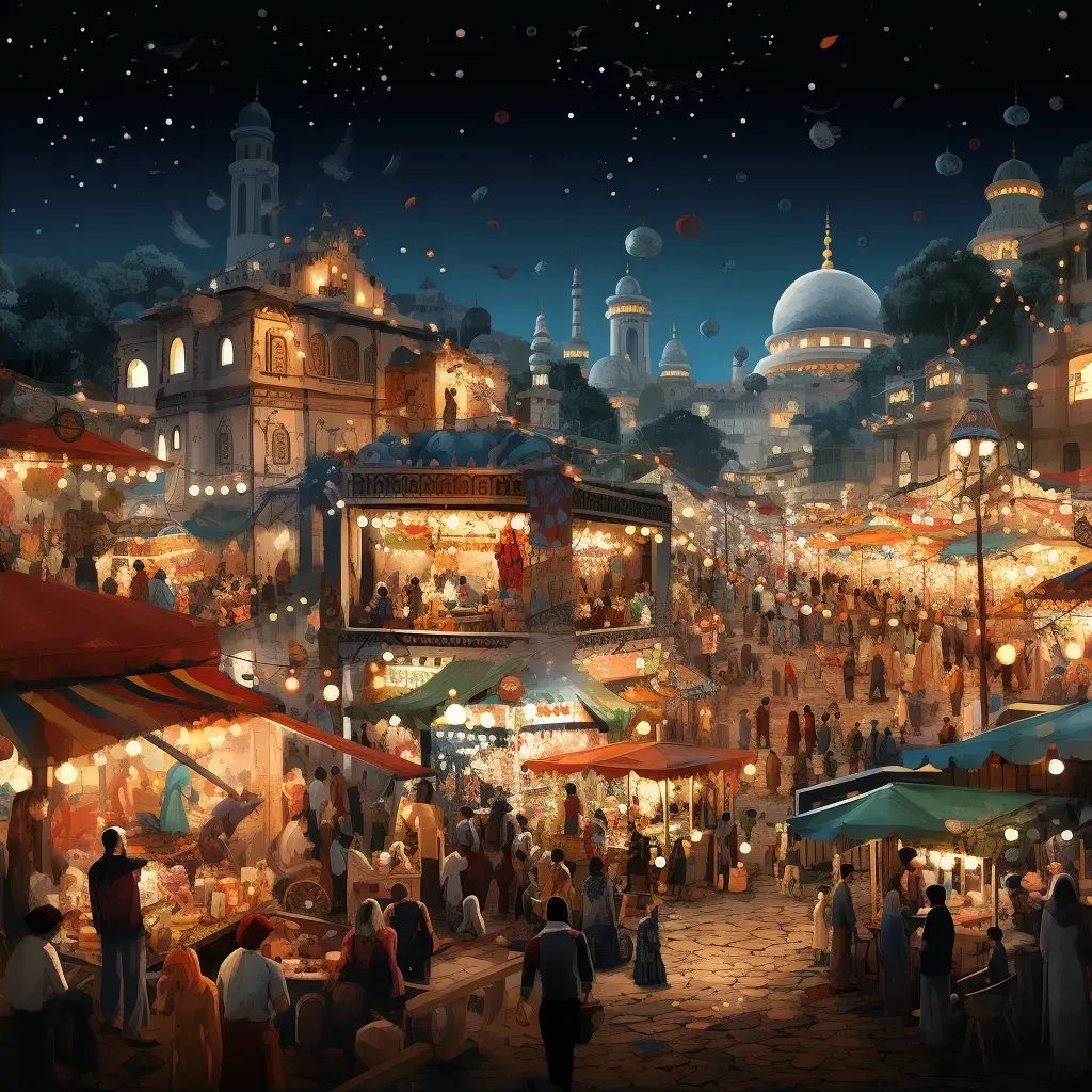 Night market during Ramadan in Istanbul with lanterns and food stalls - Image 2