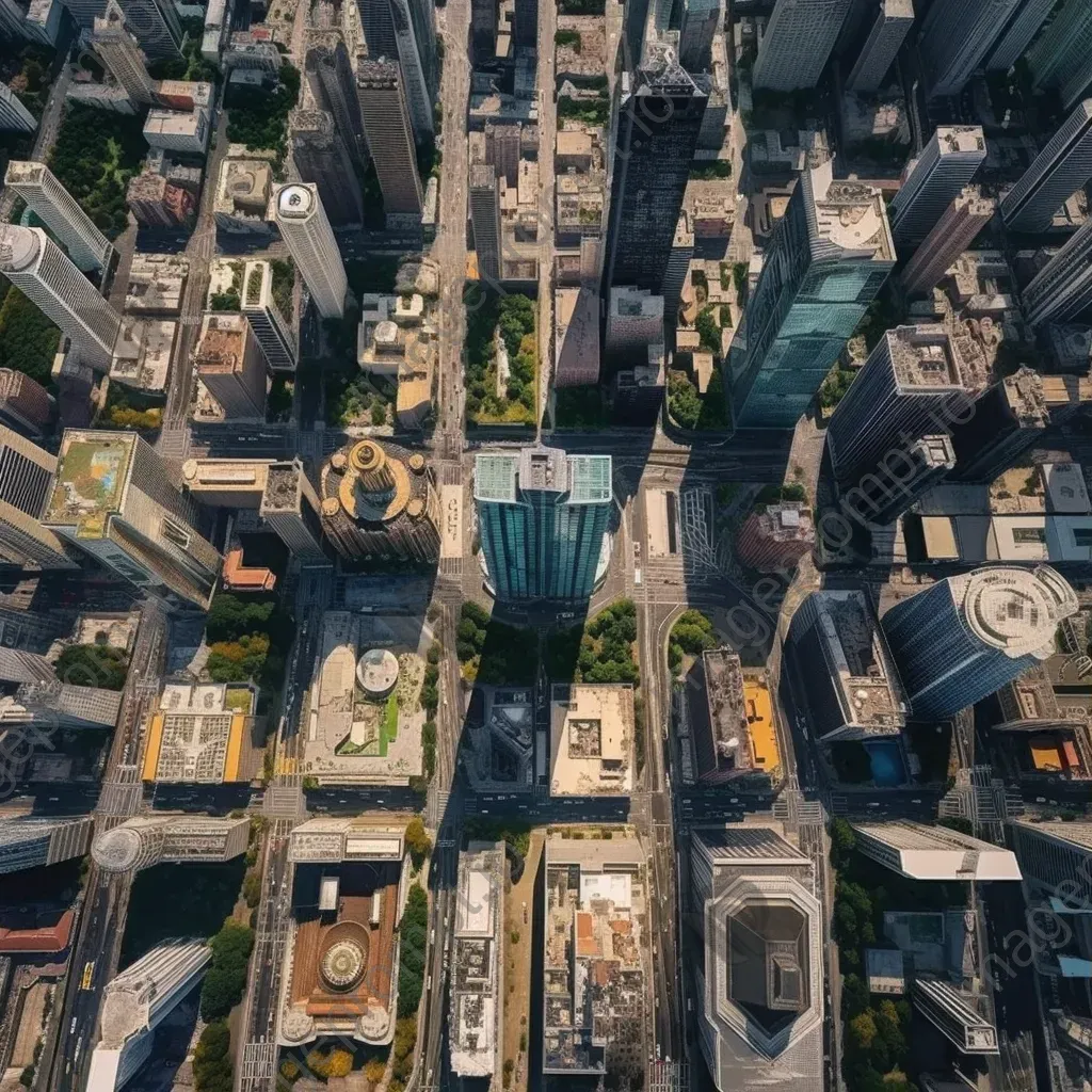 High-resolution satellite image of an urban cityscape with skyscrapers, parks, and busy streets. - Image 3