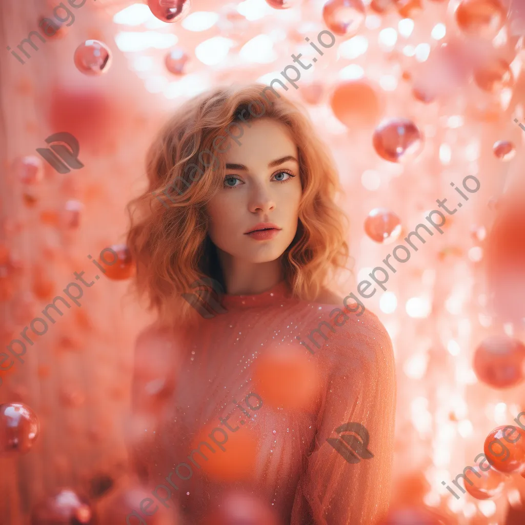 Pink coral gradient with shimmering bokeh - Image 3