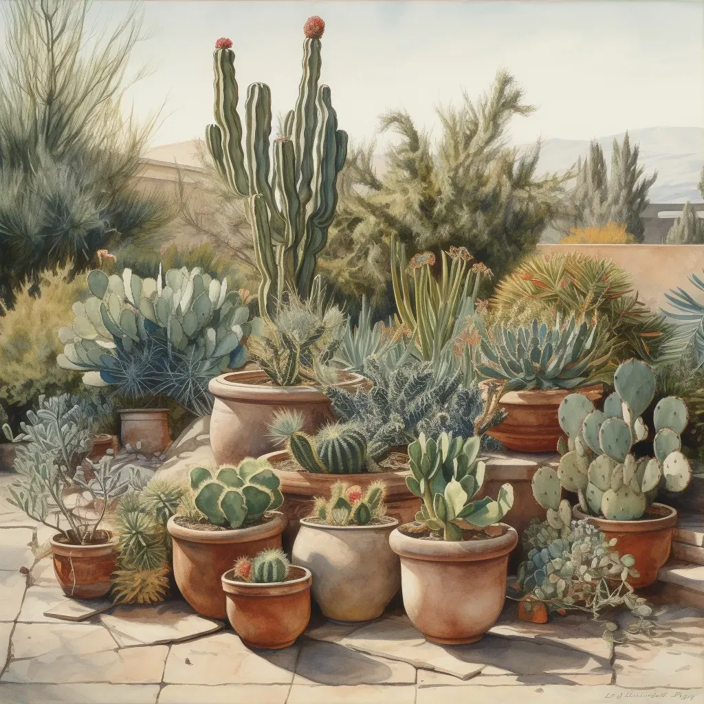 Image of a tranquil succulent garden with cacti and a terracotta pot - Image 3