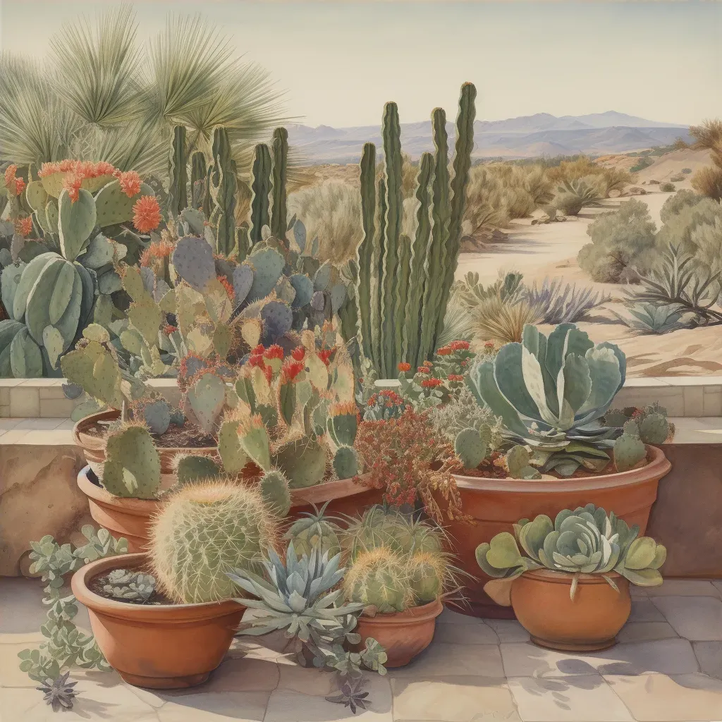 Image of a tranquil succulent garden with cacti and a terracotta pot - Image 4