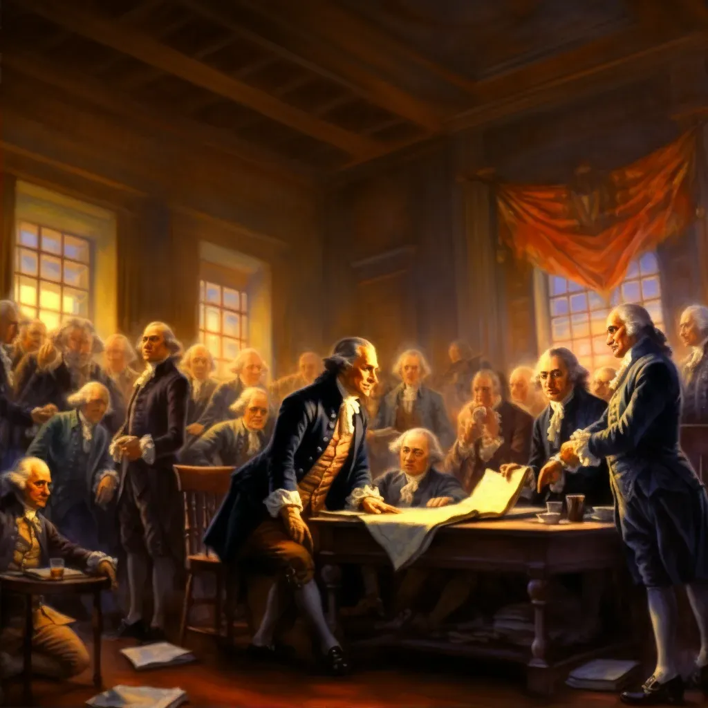 Founding Fathers signing the Declaration of Independence in a historic moment - Image 2