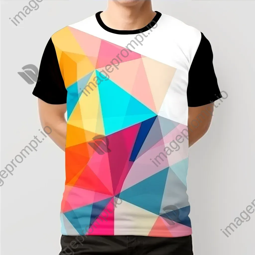 Graphic t-shirt portrayed in low poly style with a vibrant, De Stijl-inspired design - Image 4