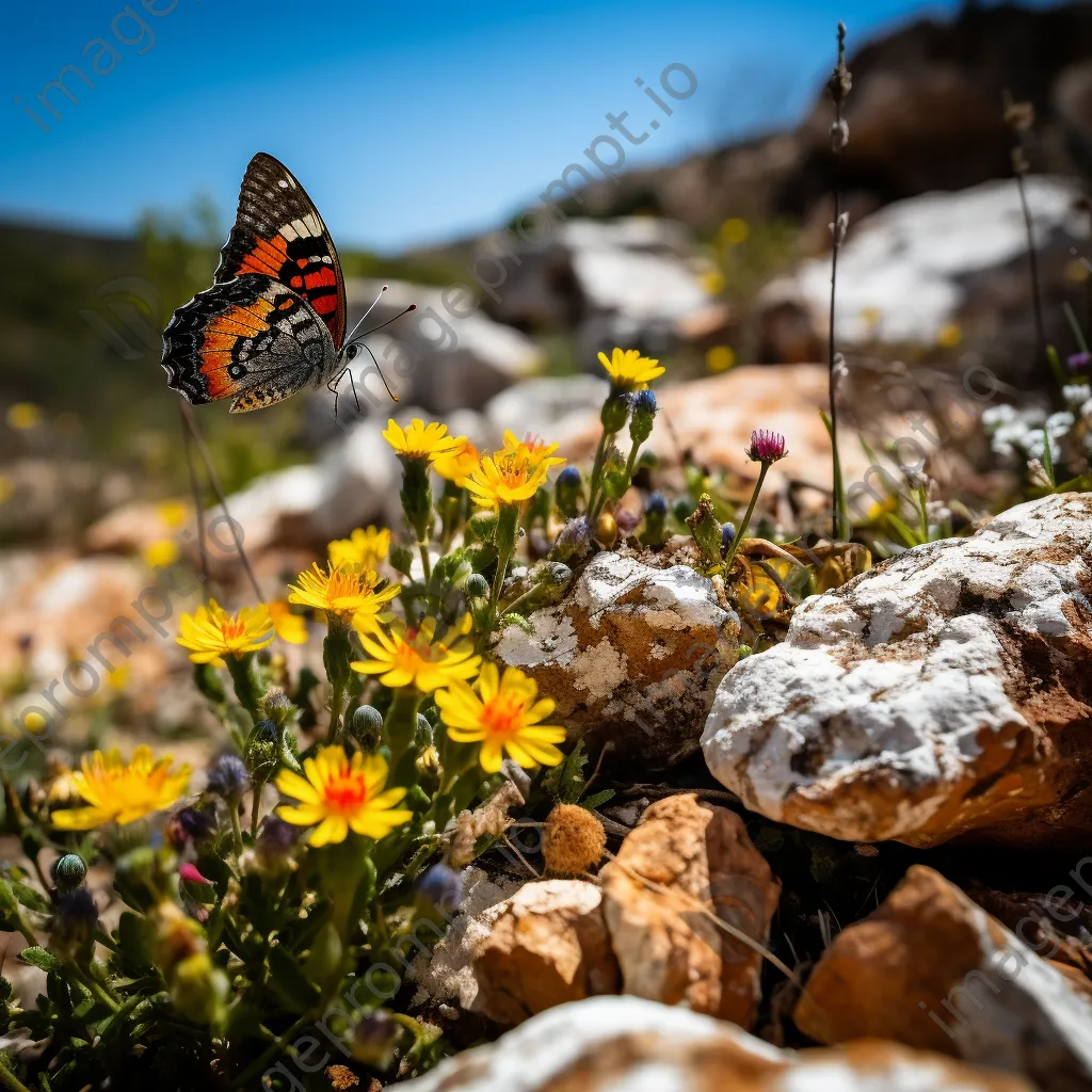 Butterfly perched on mountain wildflower - Image 3