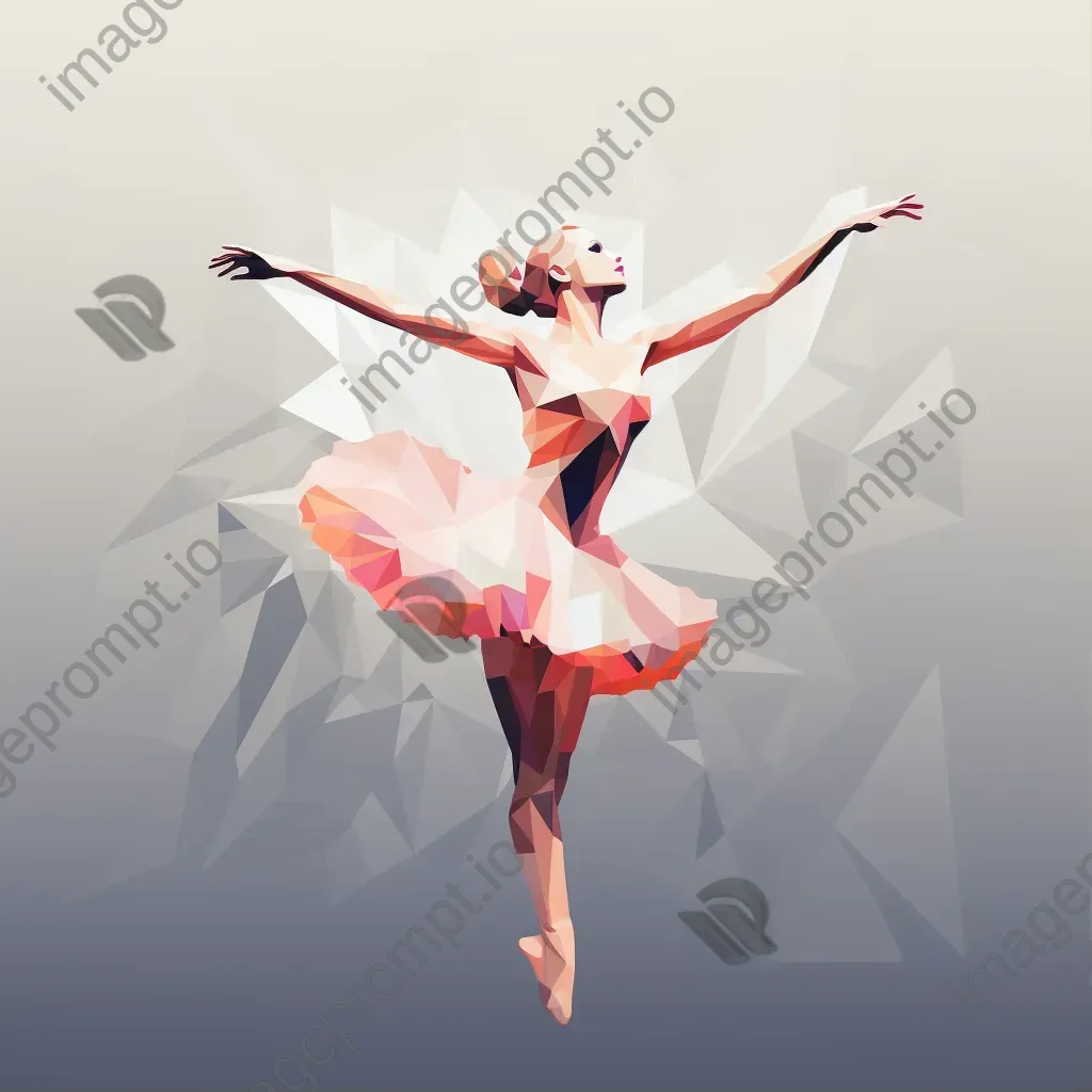 Low-poly portrait of a ballerina mid-leap - Image 1