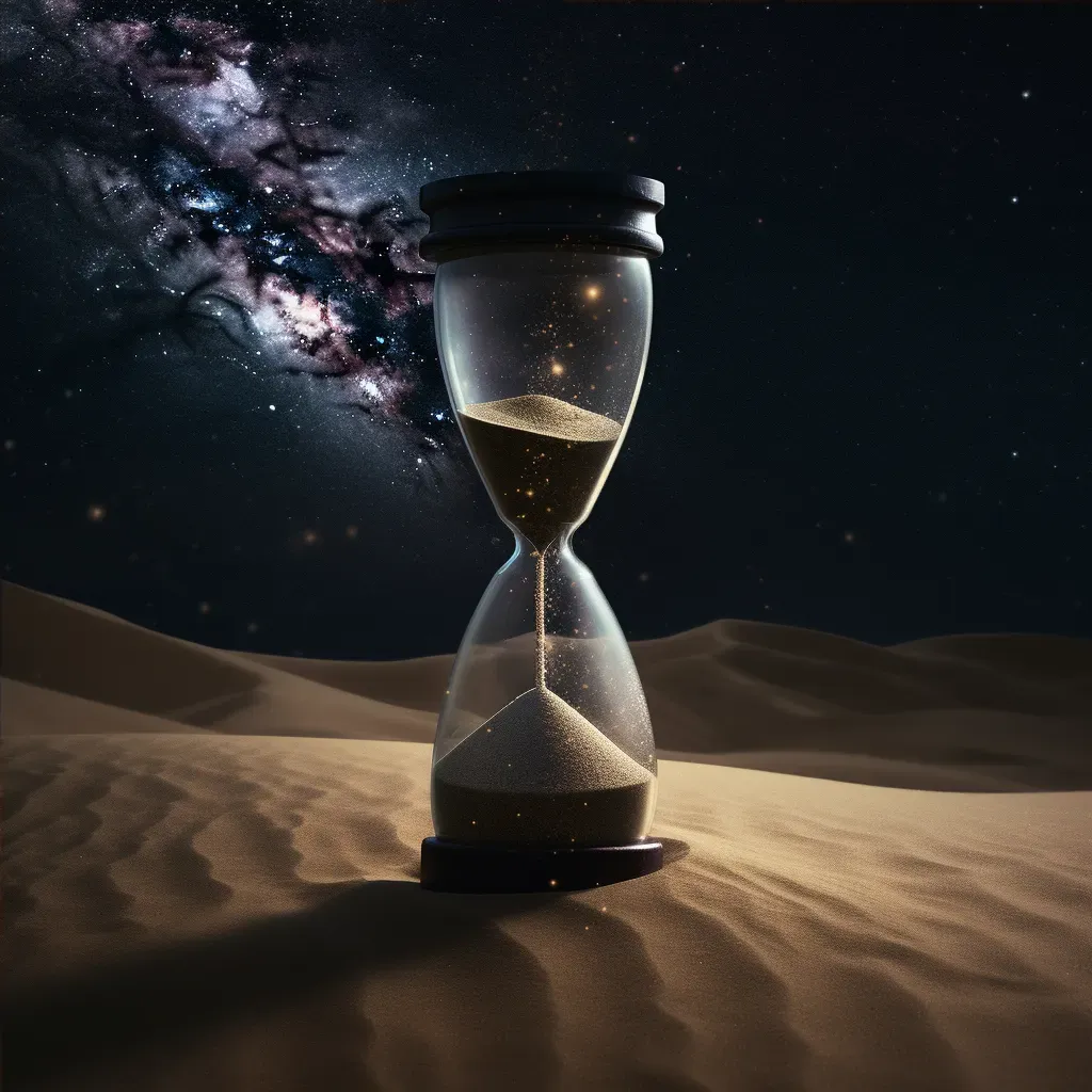 Hourglass filled with twinkling stars against a cosmic background - Image 4