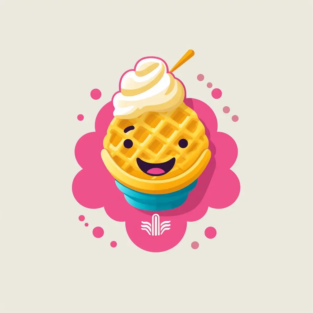 Playful waffle icon logo in yellow and pink - Image 3