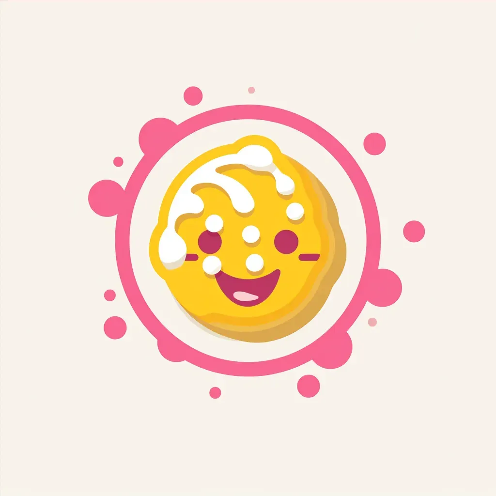 Playful waffle icon logo in yellow and pink - Image 4