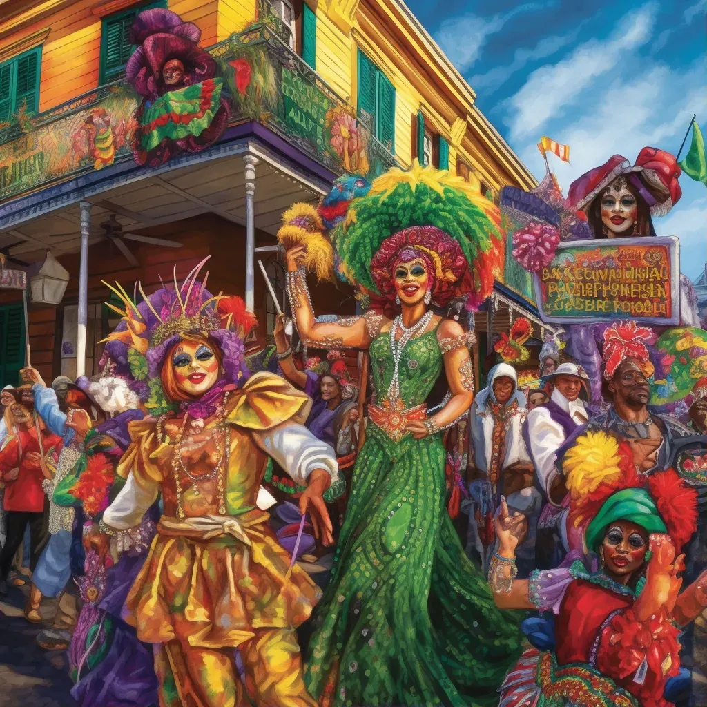 Mardi Gras parade with colorful floats in New Orleans - Image 1