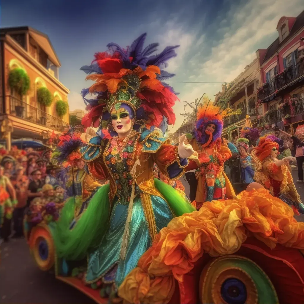 Mardi Gras parade with colorful floats in New Orleans - Image 2