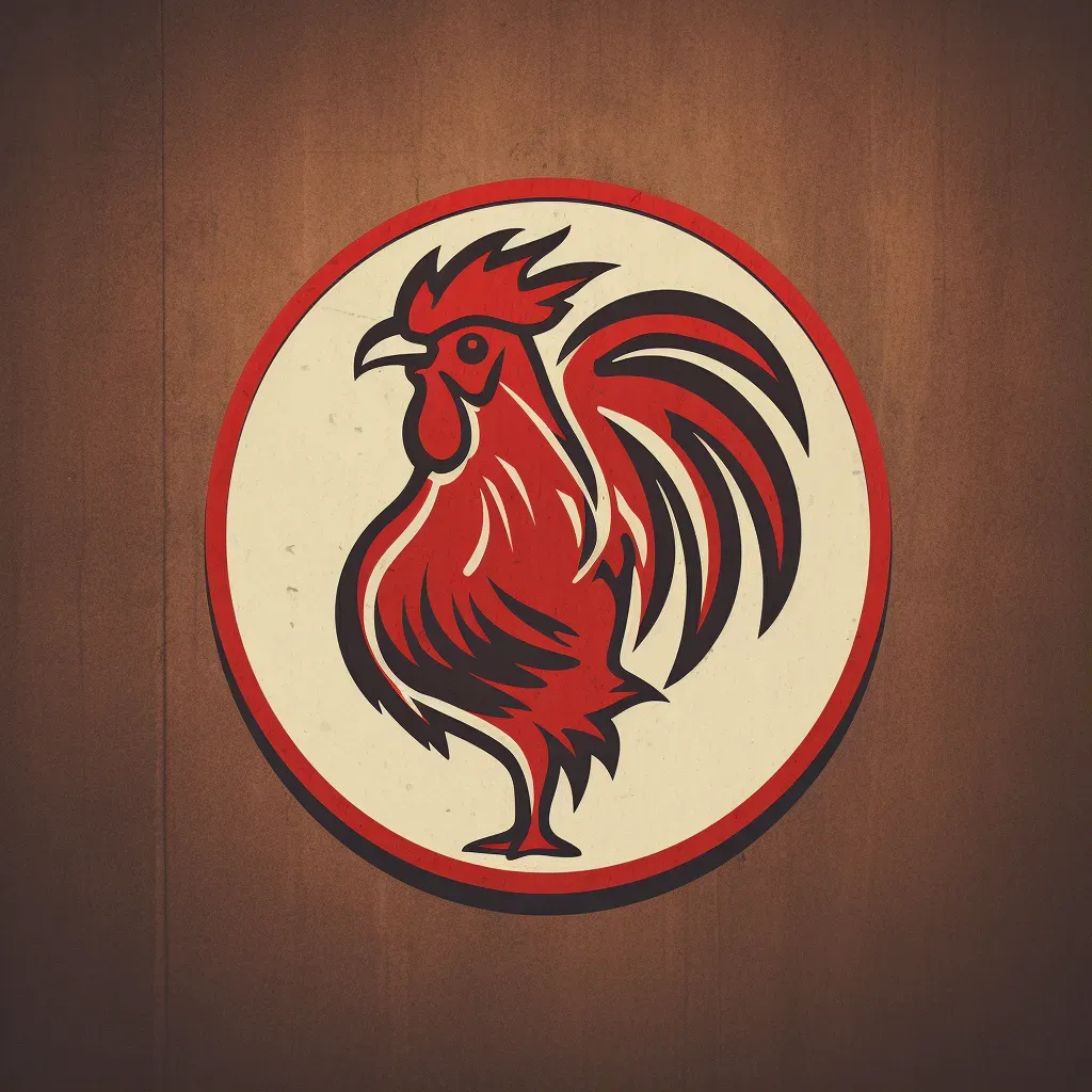 Logo for a farm-to-table restaurant with a barn icon and rooster weather vane in red and brown colors on a light woodgrain background - Image 1