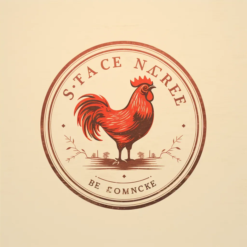 Logo for a farm-to-table restaurant with a barn icon and rooster weather vane in red and brown colors on a light woodgrain background - Image 4