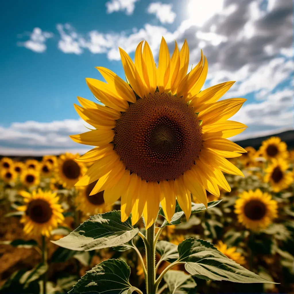 Aerial view of a sunflower field with vibrant yellow flowers - Image 1