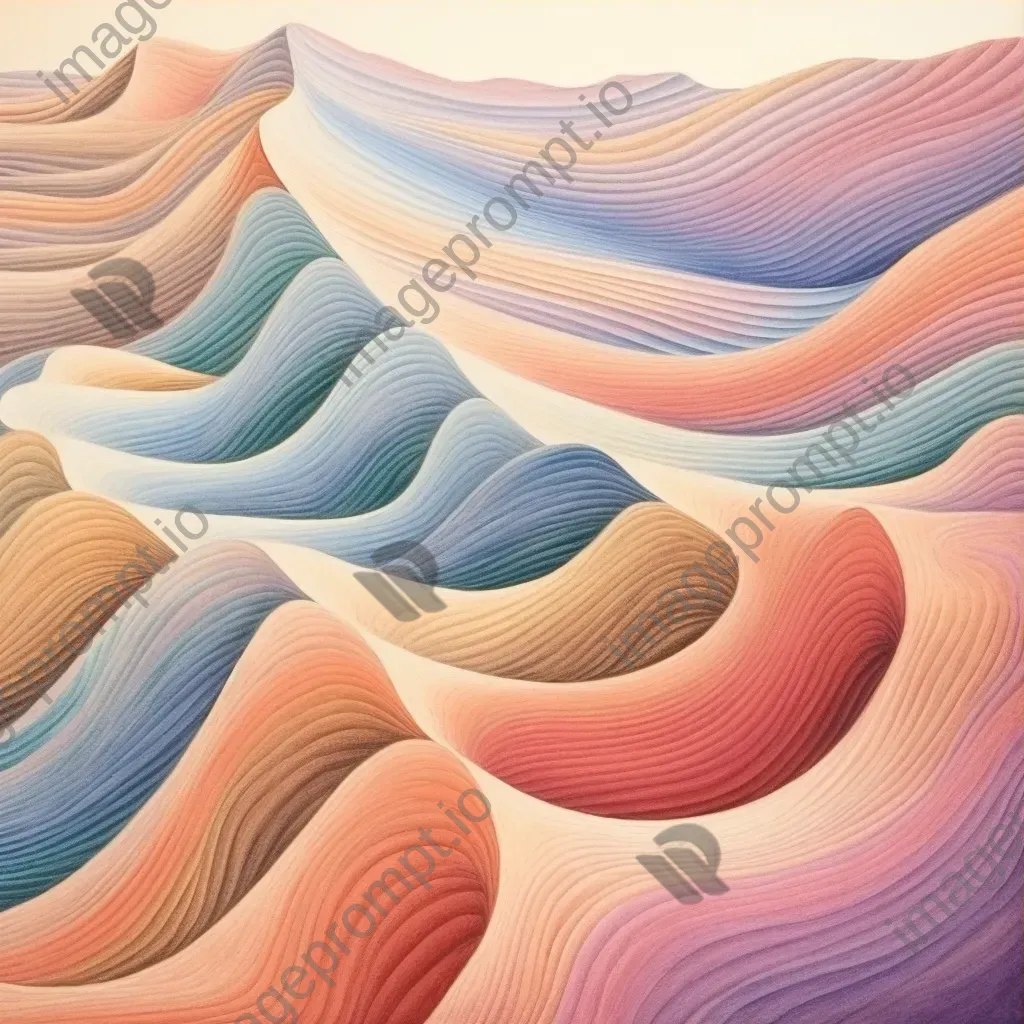 Colored pencil sketch capturing the evolving movement of desert sand dunes - Image 3