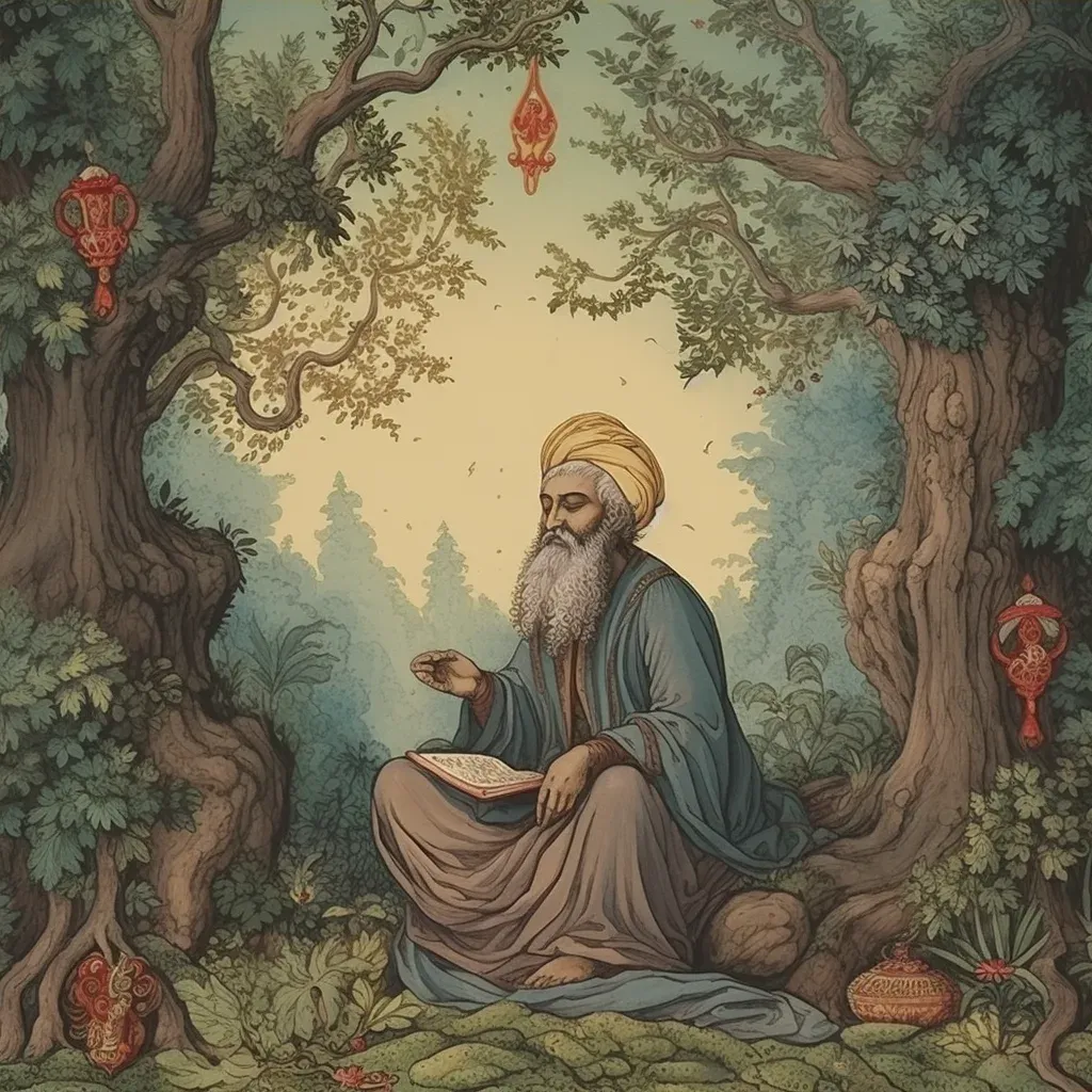 Old sage meditating in the heart of an enchanted forest - Image 4