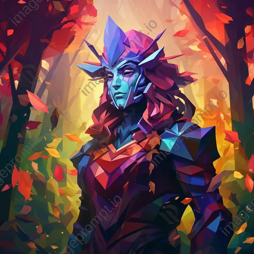 Low poly elf warrior in a fantastical forest - Image 1