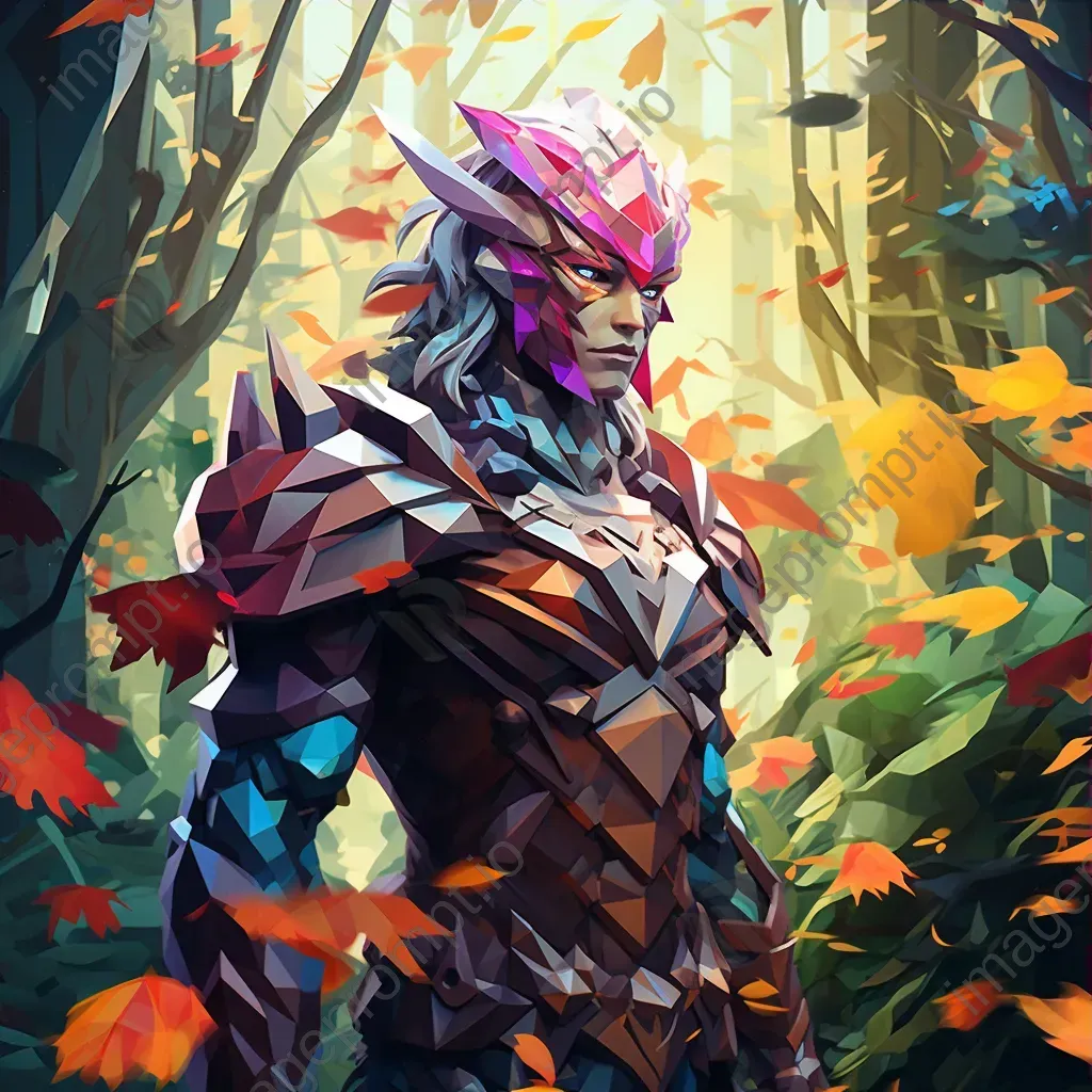 Low poly elf warrior in a fantastical forest - Image 3