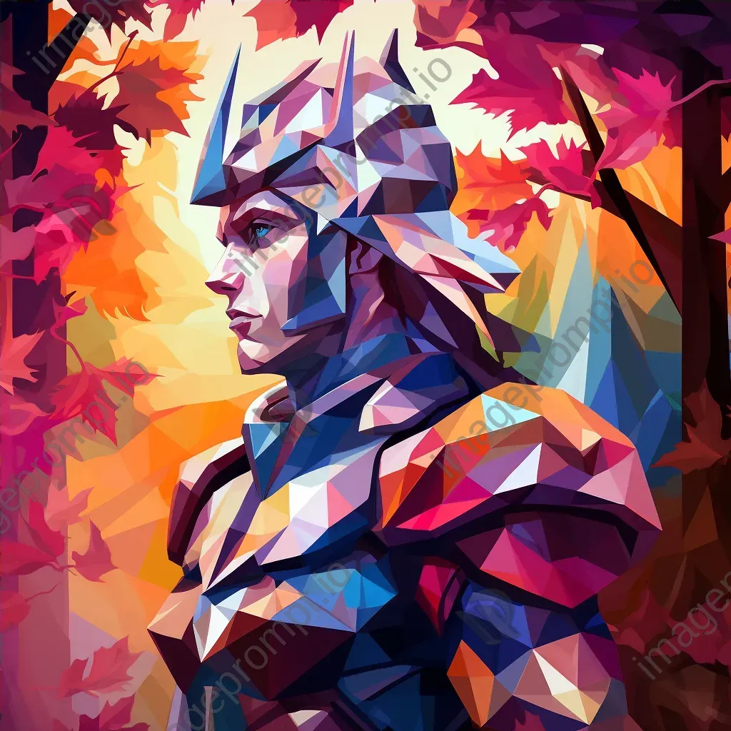 Low poly elf warrior in a fantastical forest - Image 4