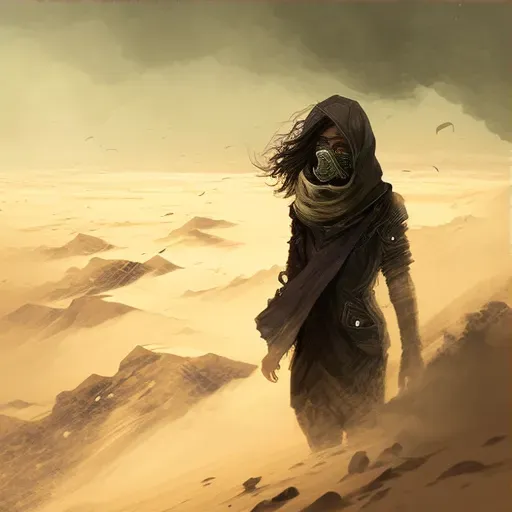 Person moving through desert sandstorm - Image 3