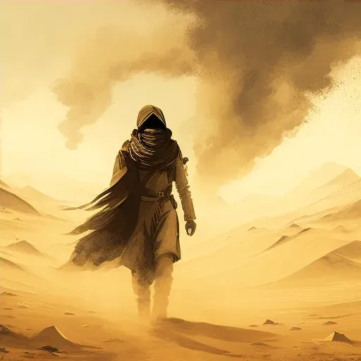 Person moving through desert sandstorm - Image 4