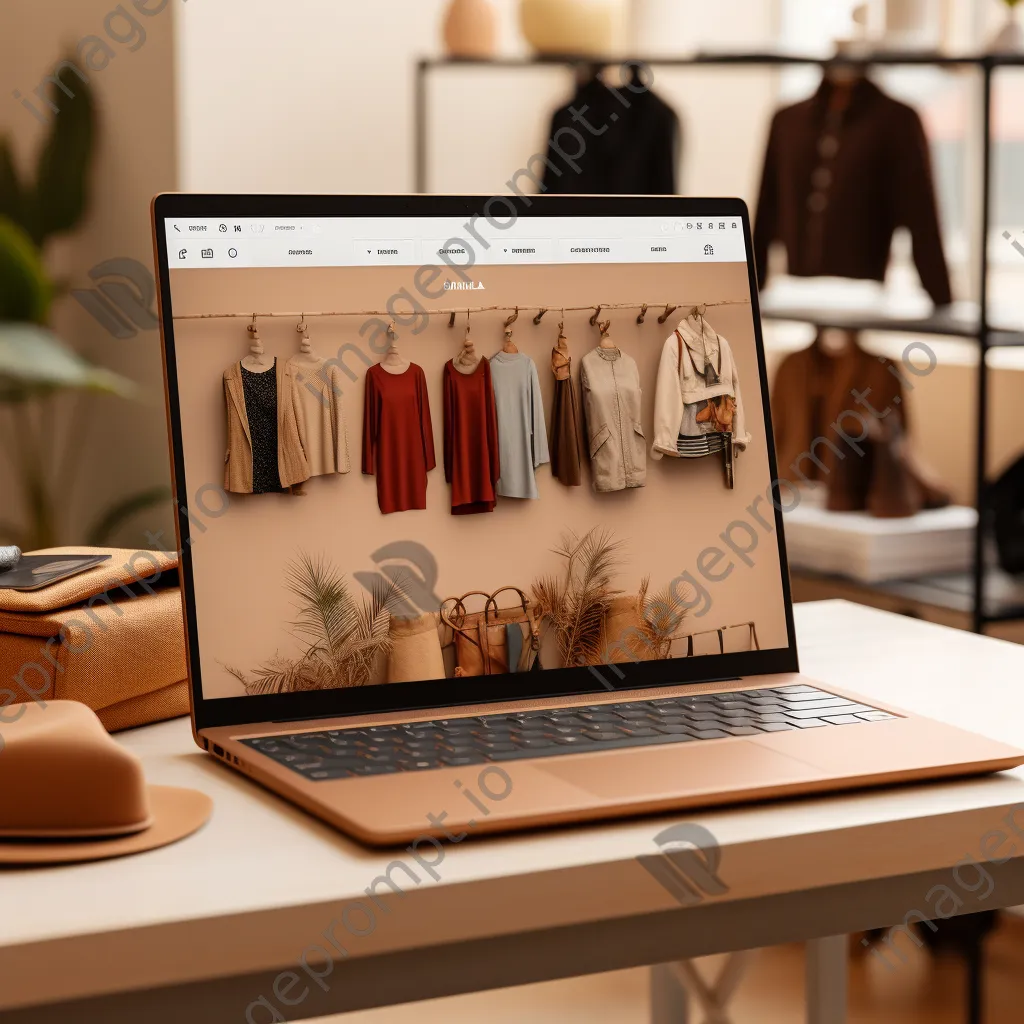 Laptop display of an online clothing store with accessories in soft daylight. - Image 1