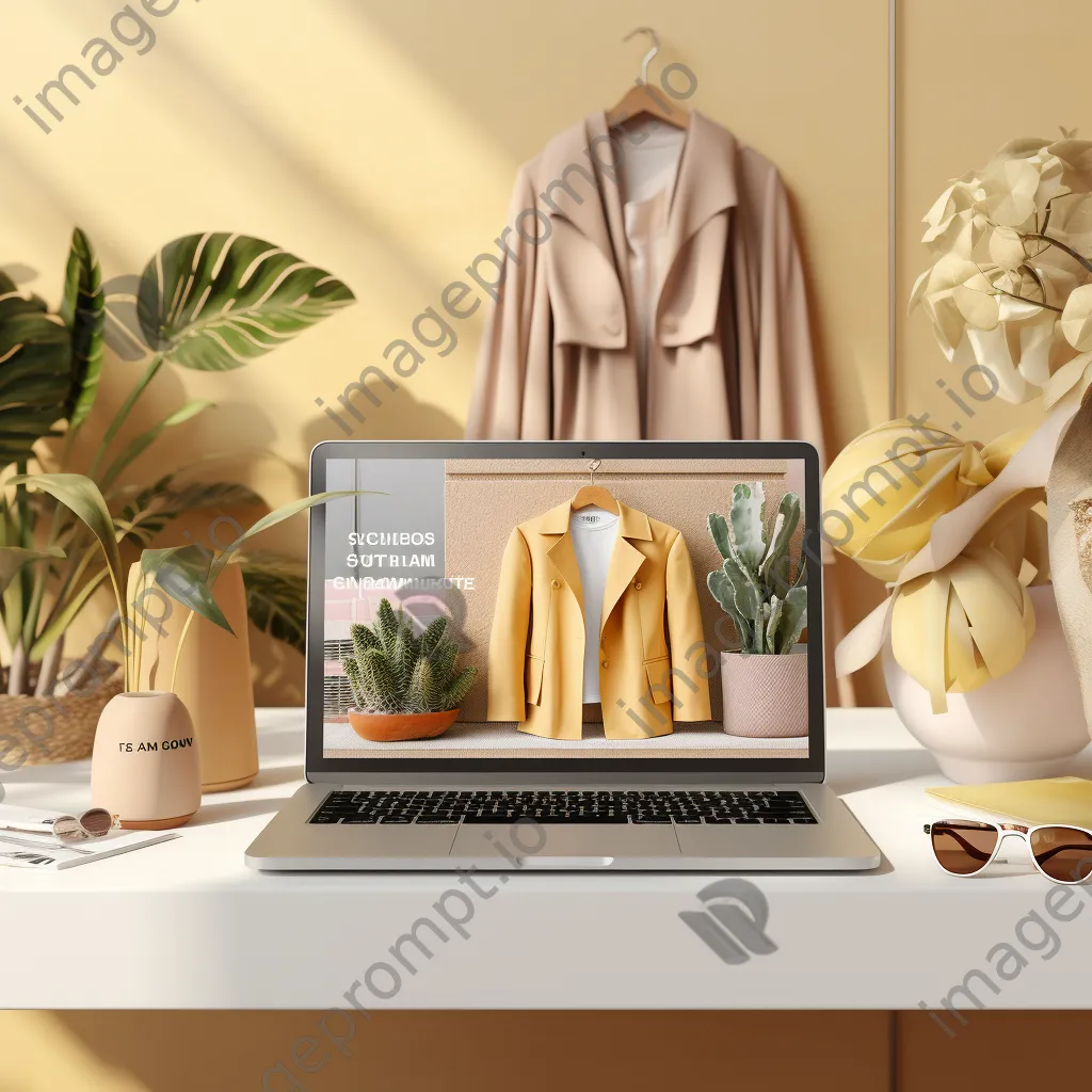 Laptop display of an online clothing store with accessories in soft daylight. - Image 2