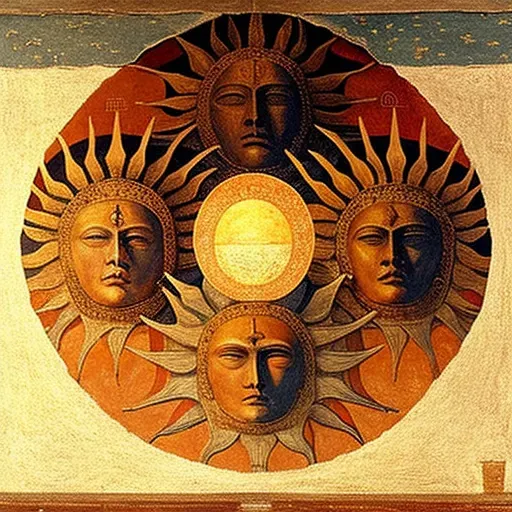 Aztec myth of creation with five suns symbolizing different eras - Image 4