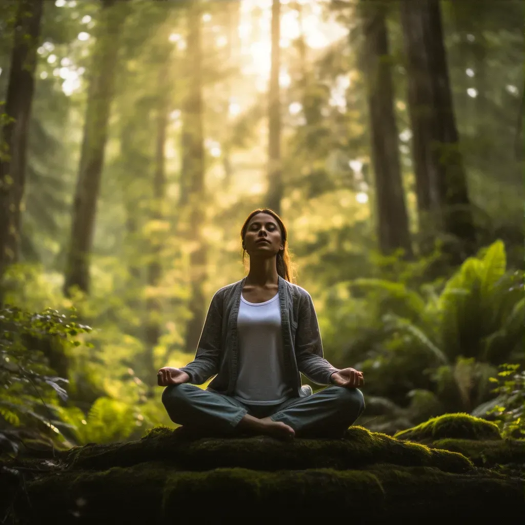 A yoga instructor leading meditation in a forest clearing. - Image 3