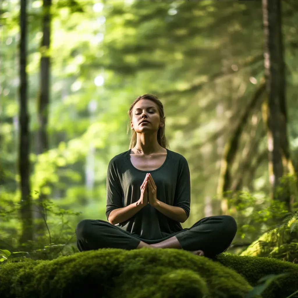 A yoga instructor leading meditation in a forest clearing. - Image 4