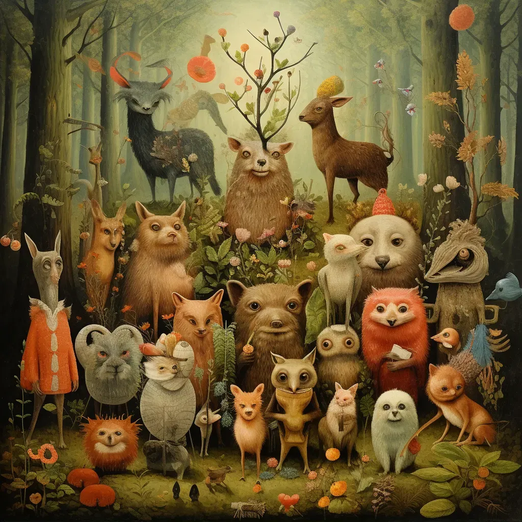 Image of animal friends in a magical forest, full of wonder - Image 2