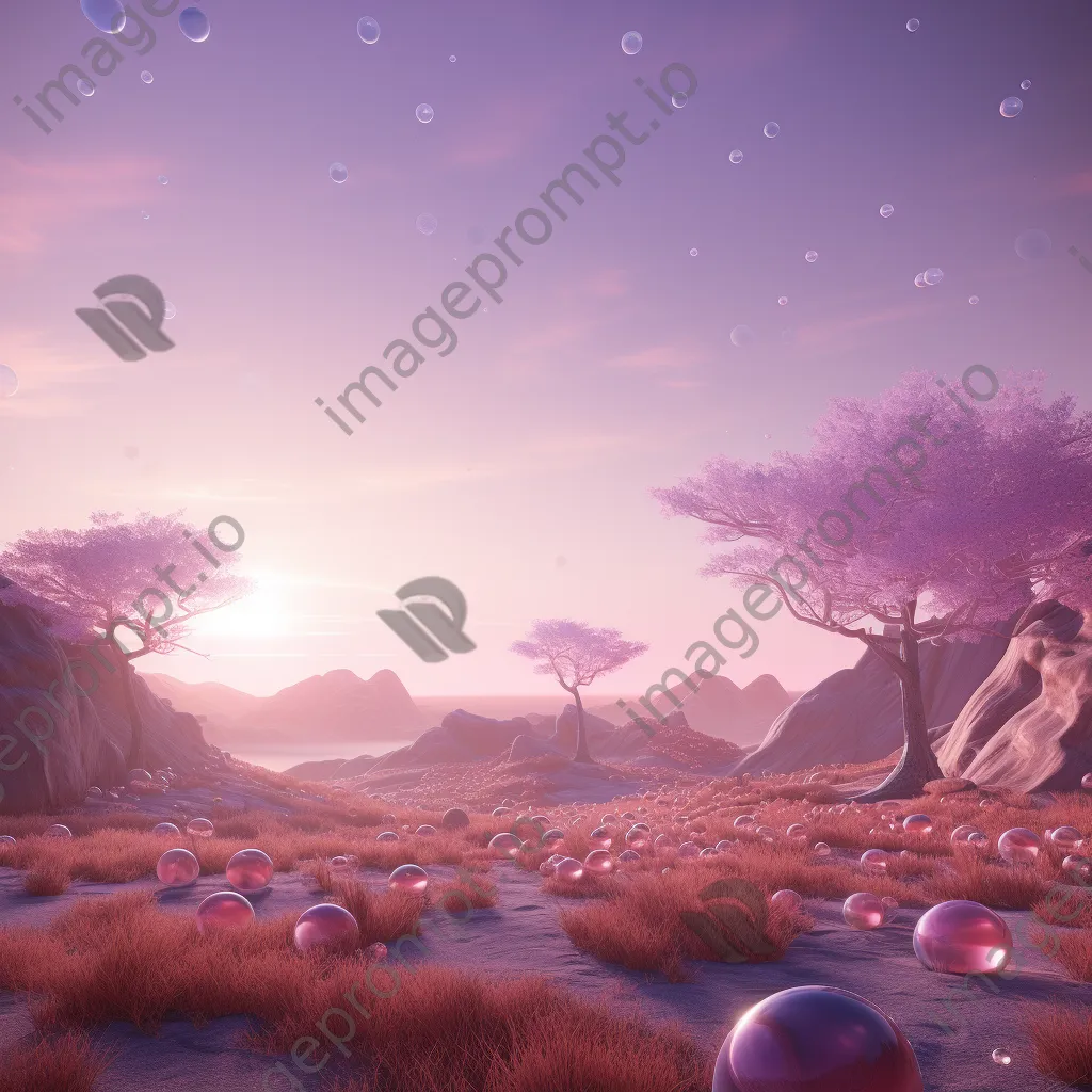 Soft coral to lavender gradient with glowing light orbs - Image 2