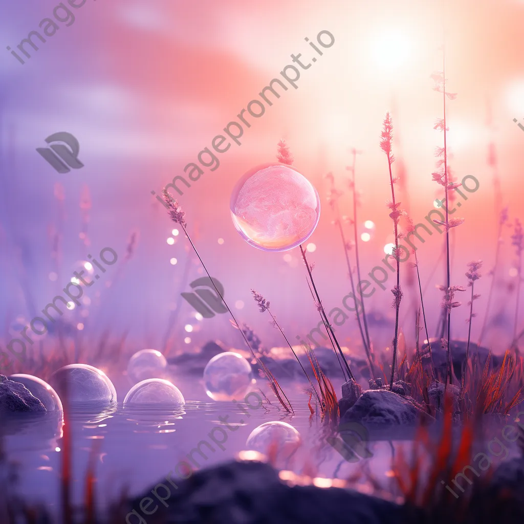 Soft coral to lavender gradient with glowing light orbs - Image 3