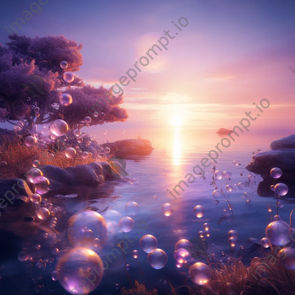 Soft coral to lavender gradient with glowing light orbs - Image 4