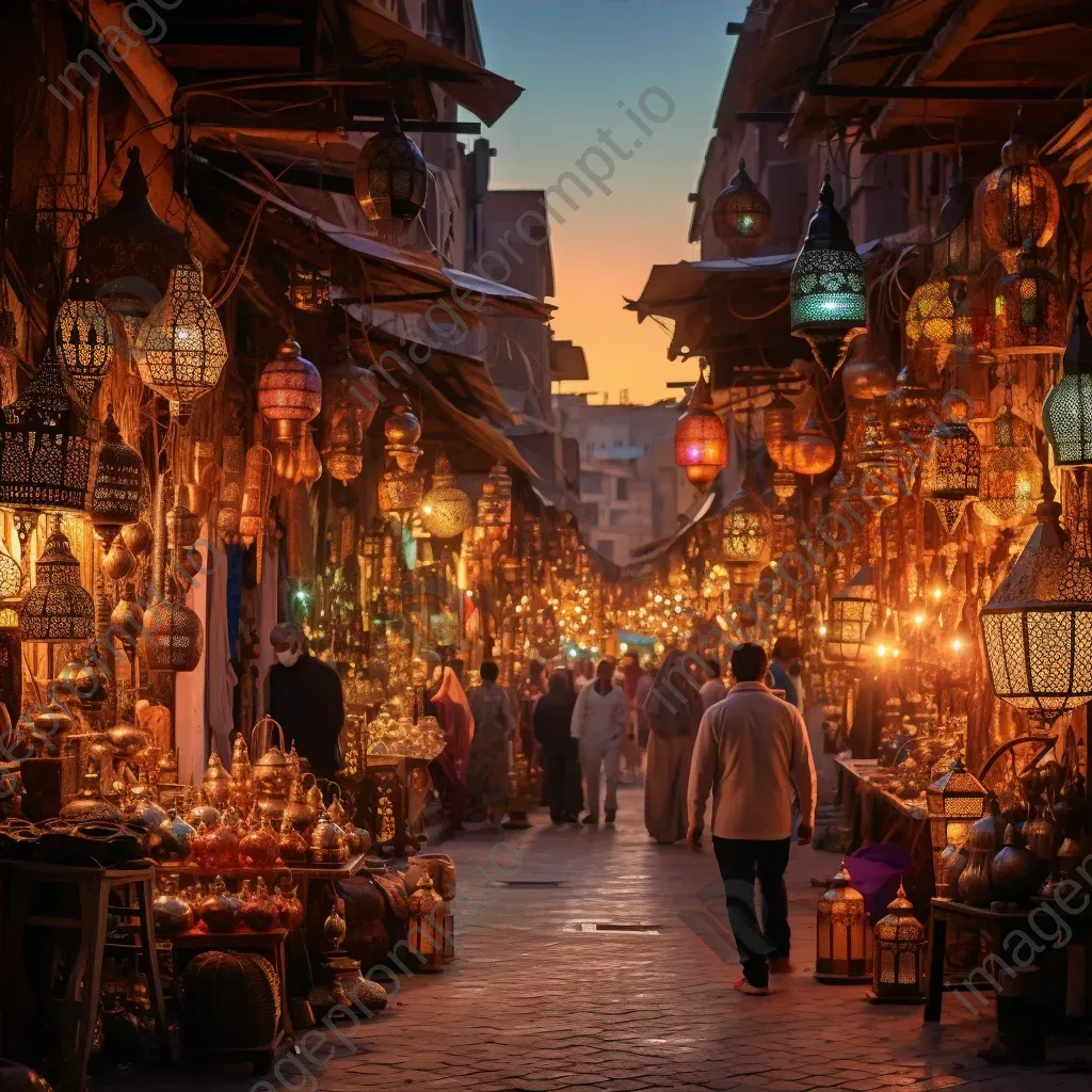 Pastel shaded painting of a Moroccan spice souk at dusk - Image 4