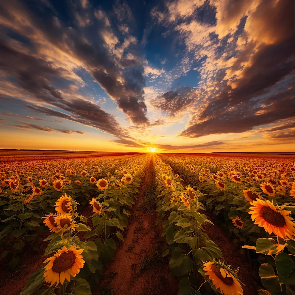 Bright sunflower field under a clear summer sky - Image 1