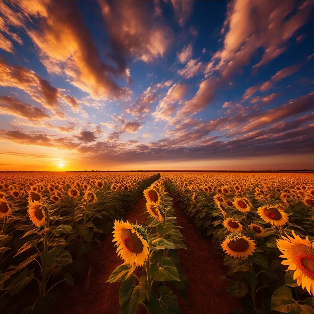 Bright sunflower field under a clear summer sky - Image 3