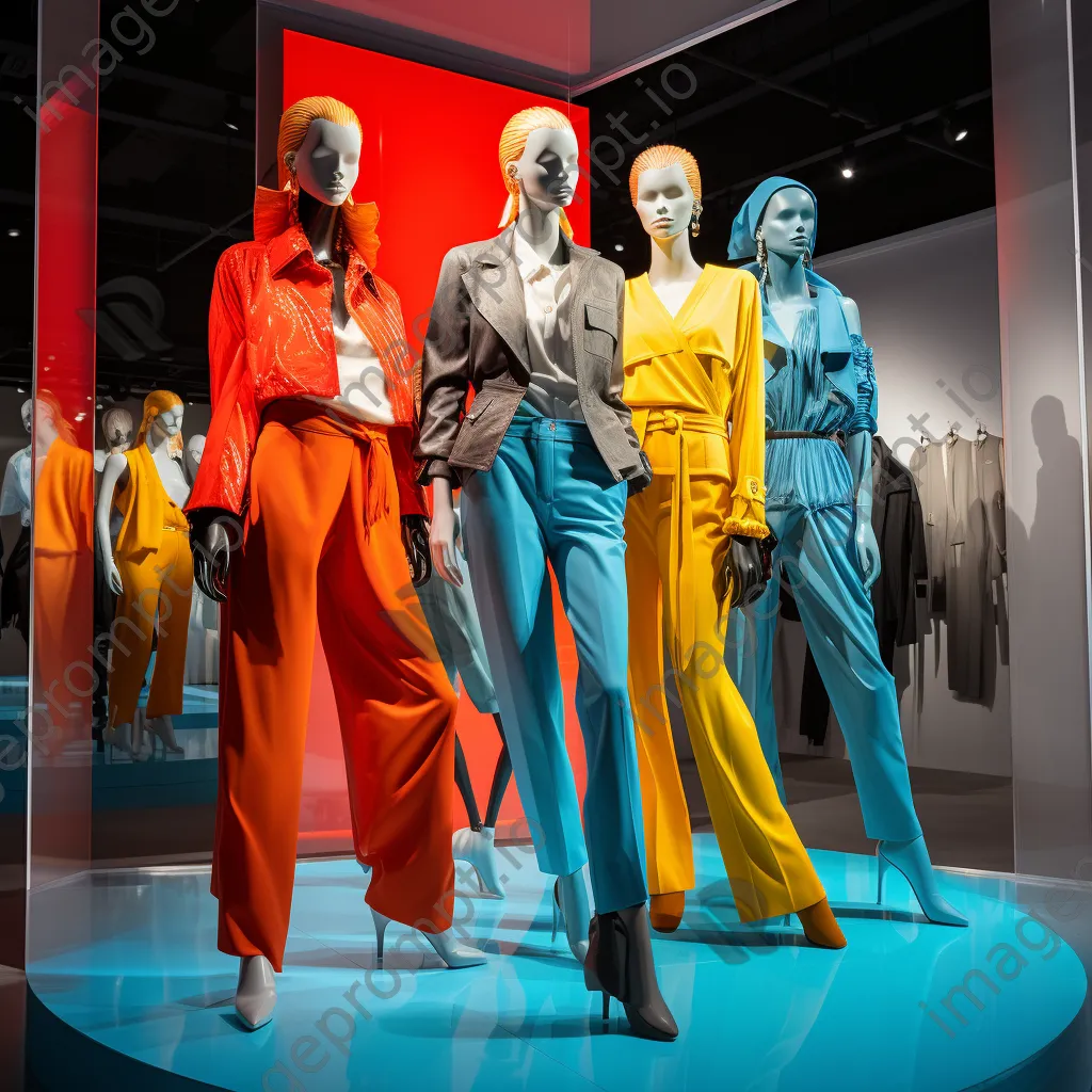 Fashion storefront displaying trendy clothing and mannequins in bright light. - Image 2