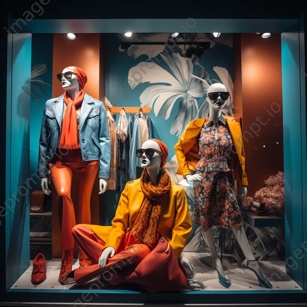 Fashion storefront displaying trendy clothing and mannequins in bright light. - Image 3