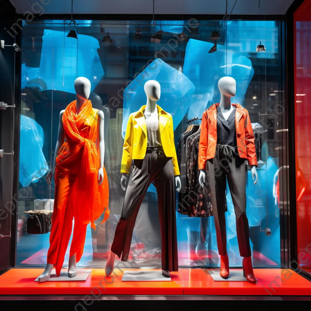 Fashion storefront displaying trendy clothing and mannequins in bright light. - Image 4