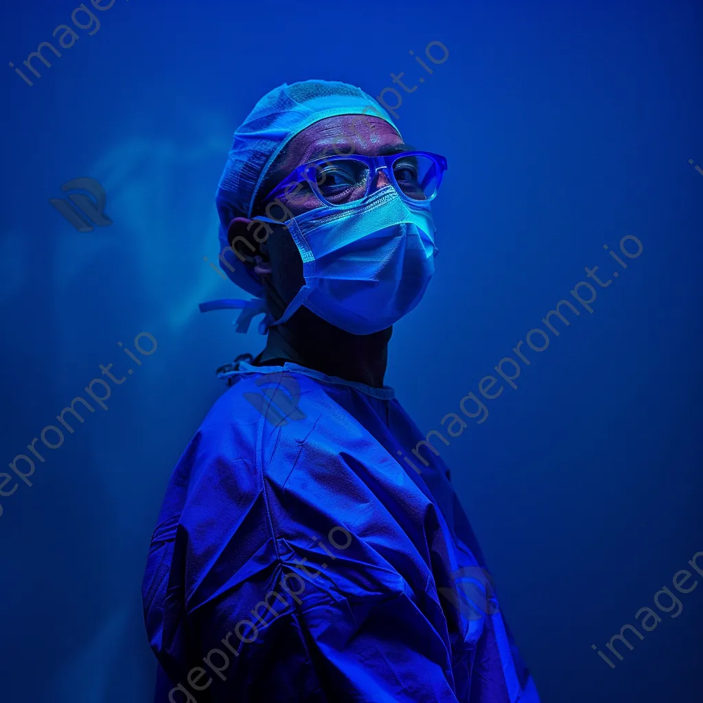 Surgeon in scrubs ready for operation in surgical room - Image 1