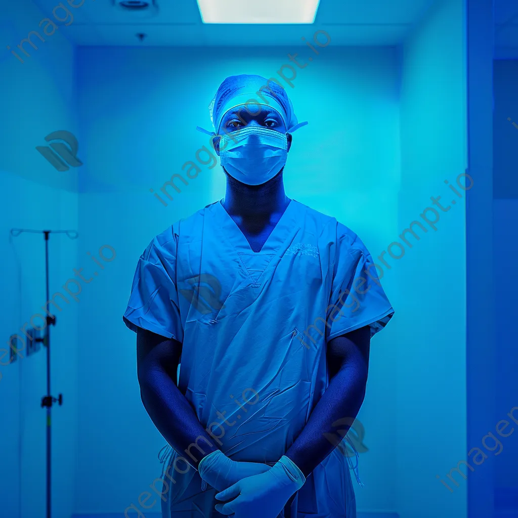 Surgeon in scrubs ready for operation in surgical room - Image 2