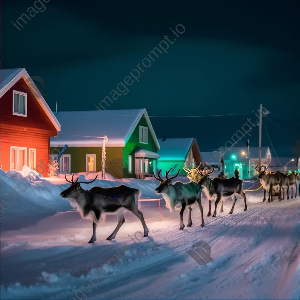 Winter wonderland with Northern Lights and reindeer sleigh - Image 2